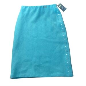 Geiger turquoise Blue Quality A-Line knee length pull on skirt New sz S